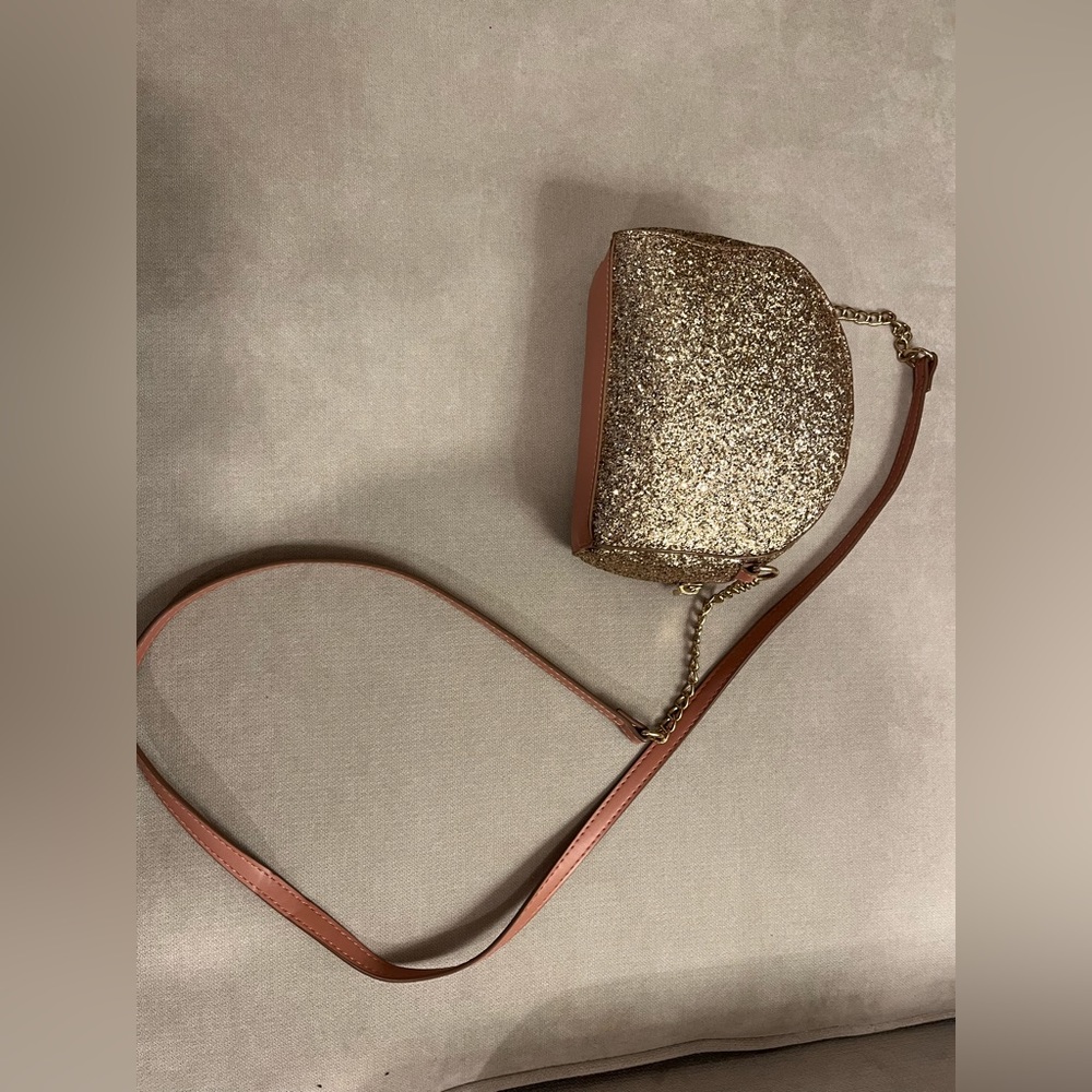 3/$15 Pink Gold Glitter A New Day Zip Crossbody Adorable Bag
